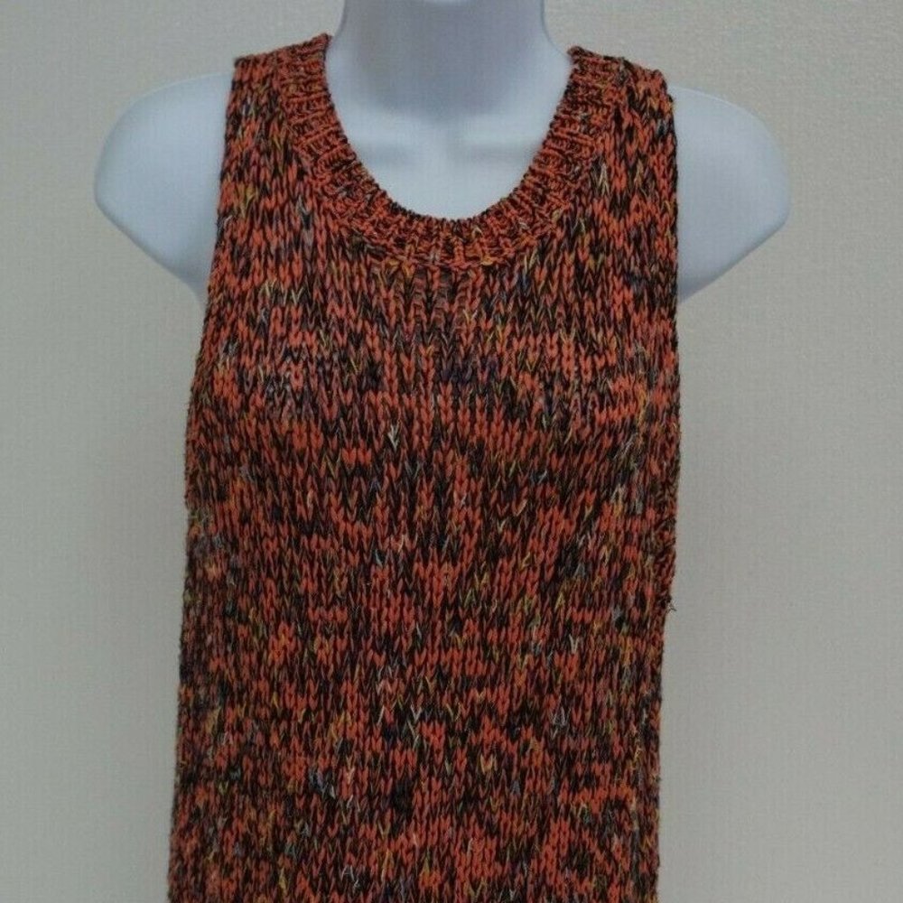 Ann Taylor LOFT Tank Top Sweater Coral Pink Multi Color Size Medium